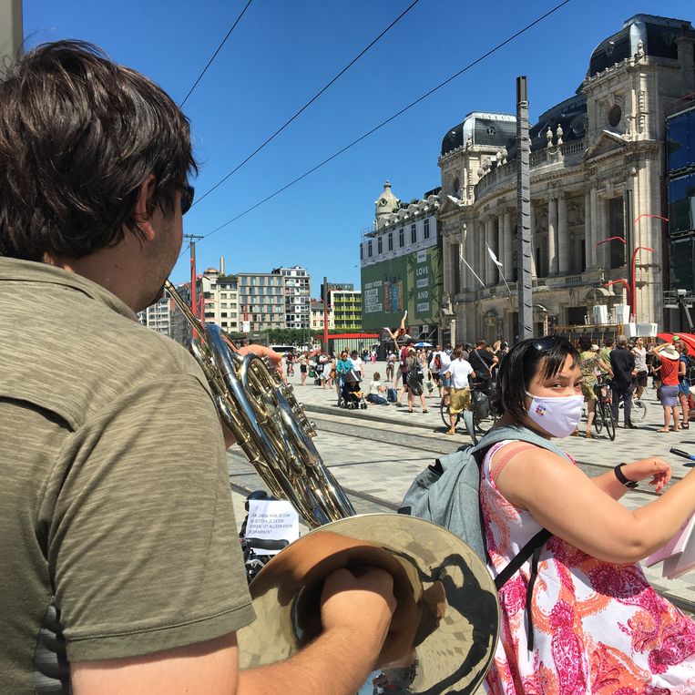 Protest in Antwerpen. Beeld MLS