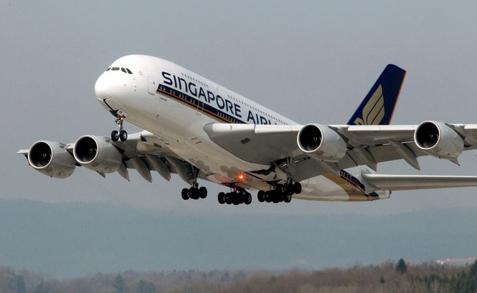 Een A380 van Singapore Airlines