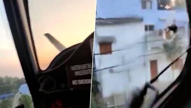 Inzittenden filmen zelf ijzingwekkend moment waarop hun vliegtuigje op huis knalt