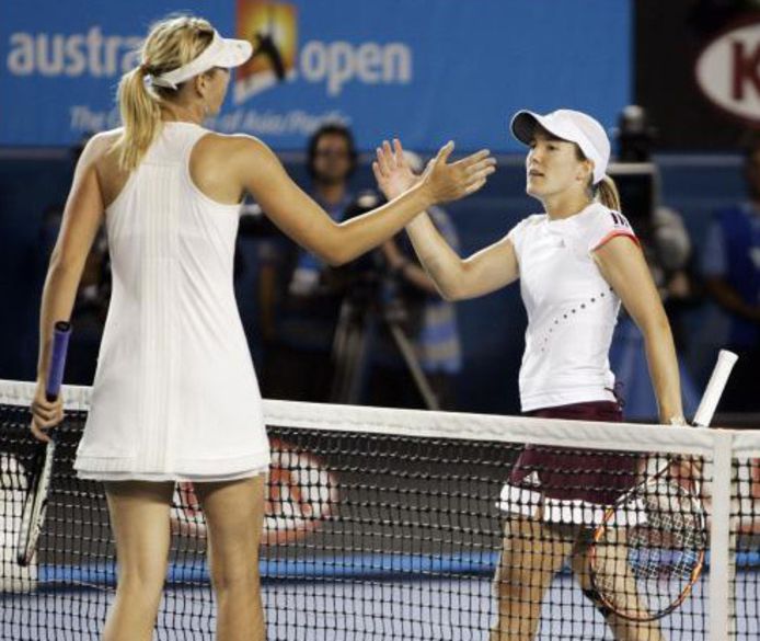 Sharapova tegen Justine Henin.