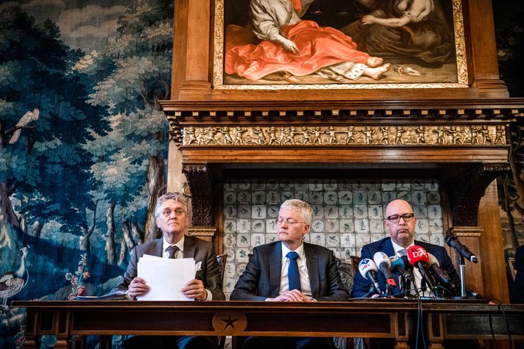 De burgemeesters (vlnr) Jack Mikkers (Den Bosch), Theo Weterings (Tilburg) en John Jorritsma (Eindhoven) bij een eerder persmoment. Beeld ANP