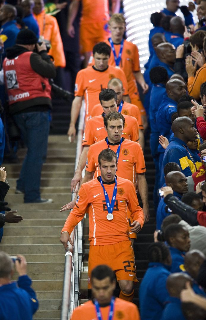 Teleurstelling bij Oranje na het ophalen van de zilveren medaille.