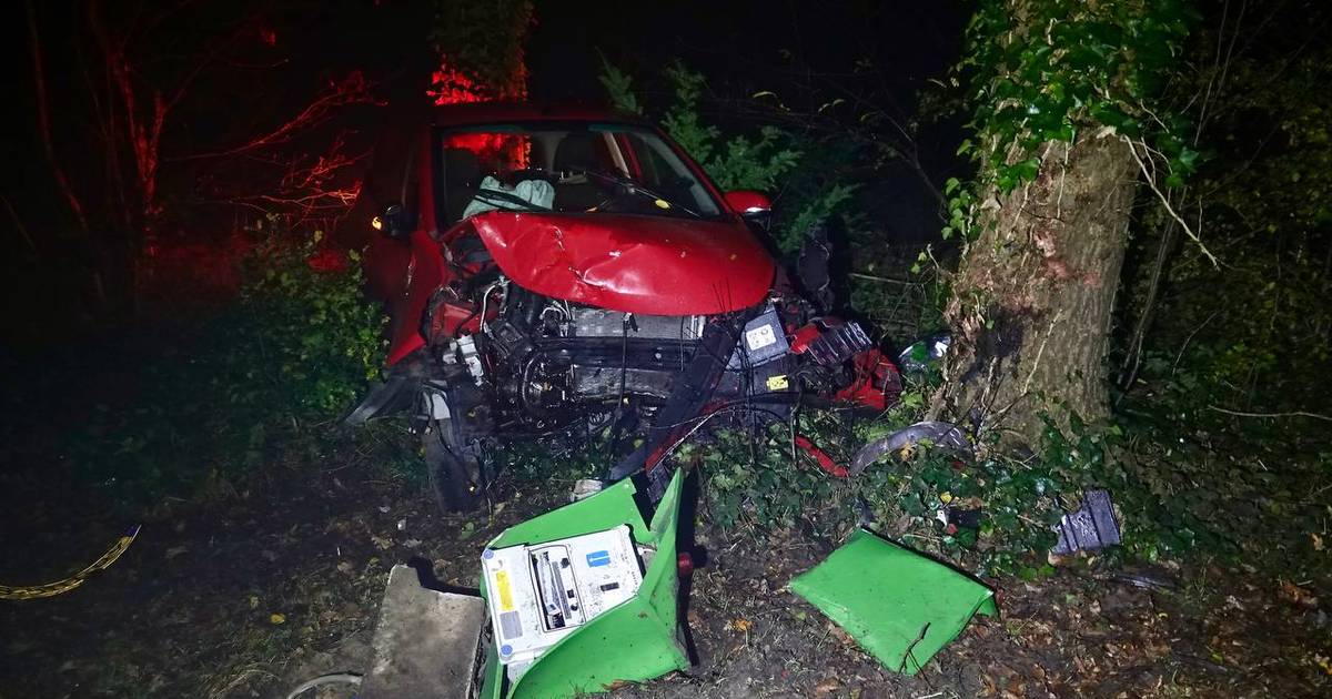Automobilist raakt gewond na botsing met boom in Hardenberg.