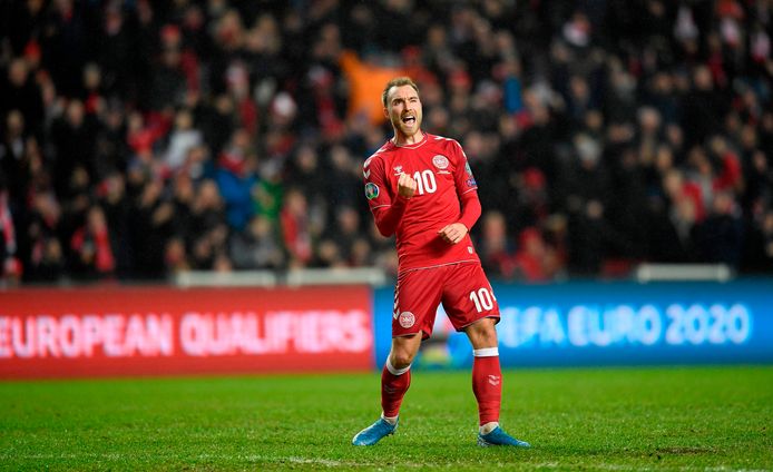 Christian Eriksen in actie voor Denemarken.