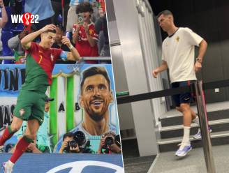 Ronaldo scoort - onder toeziend oog van Messi - als eerste op vijf WK's, maar wil daar weinig over kwijt: “Ik ben heel trots”