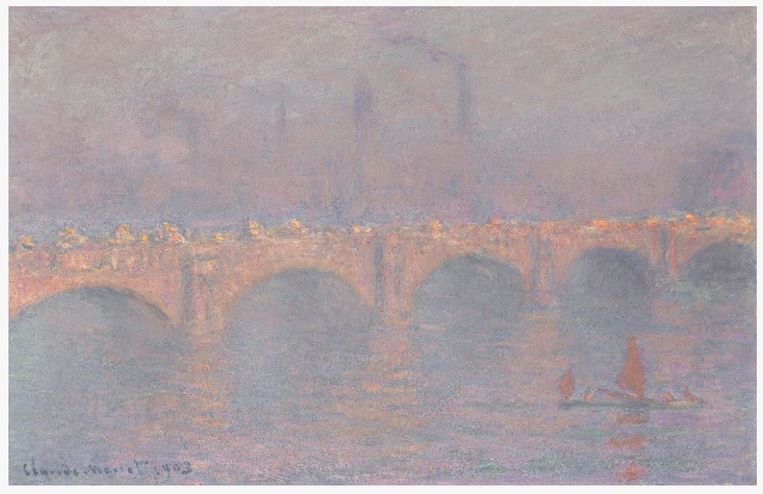 Claude Monet: Waterloo Bridge, soleil voilé (1903). Beeld Christie’s