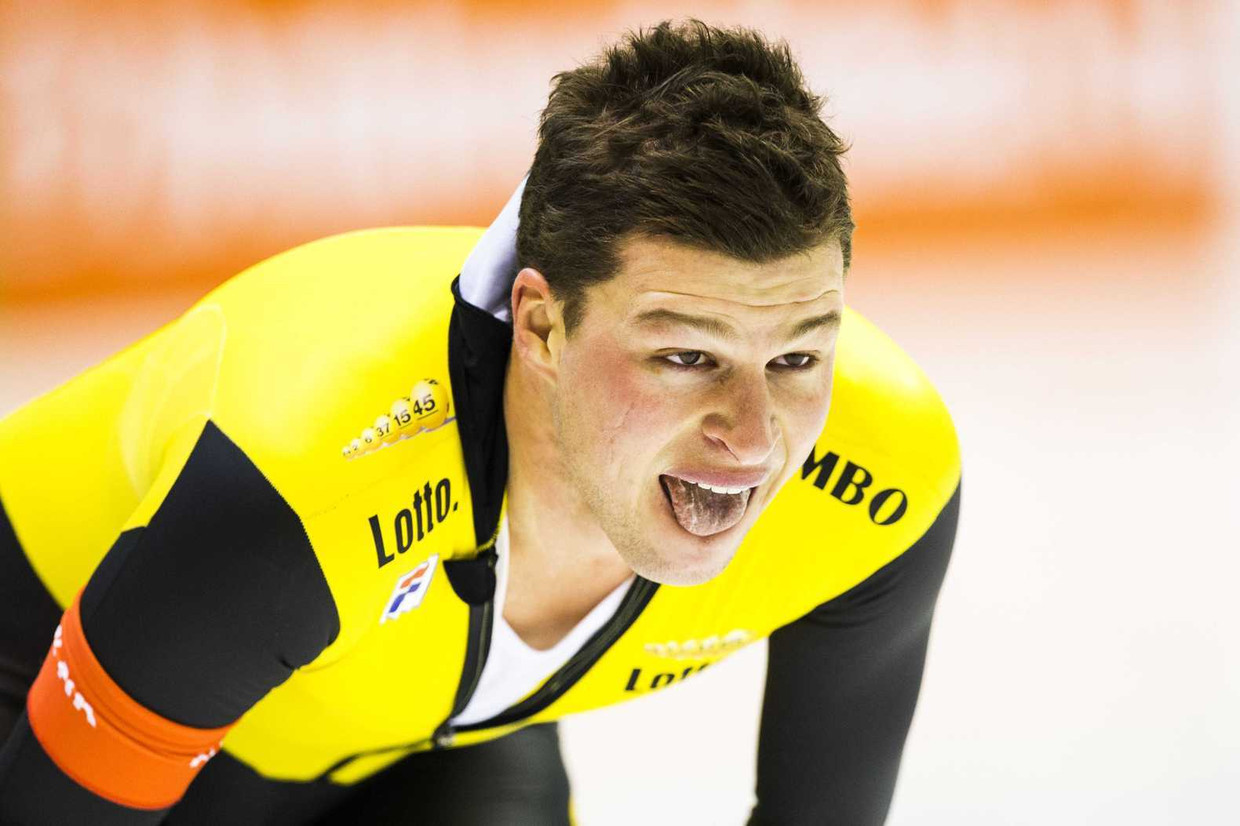 Sven Kramer na zijn 5 kilometer. Beeld anp