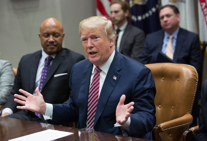 Trump gisteren in het Witte Huis tijdens de rondetafelconferentie.