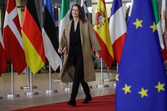 Premier Sophie Wilmès vanmorgen in Brussel.