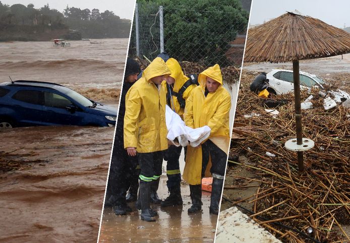 Noodweer op Kreta richt ravage aan.