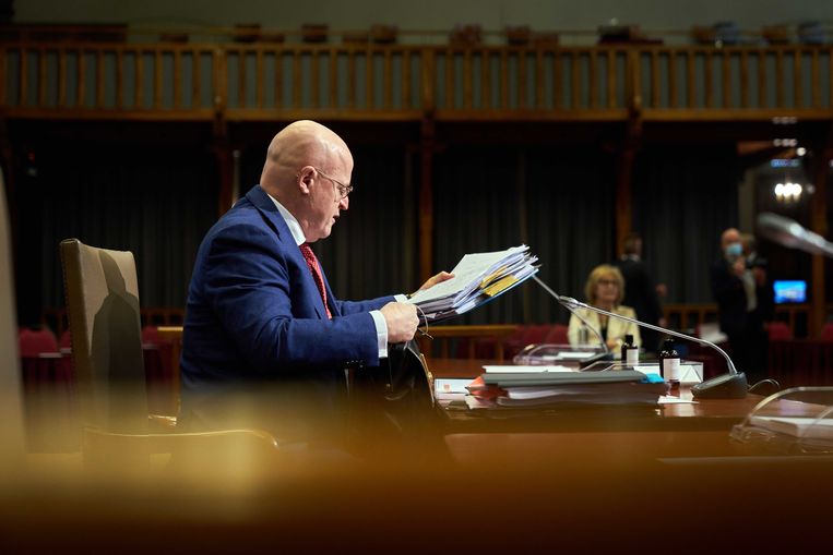 Demissionair minister Ferdinand Grapperhaus (Justitie en Veiligheid) in de Eerste Kamer. Beeld ANP