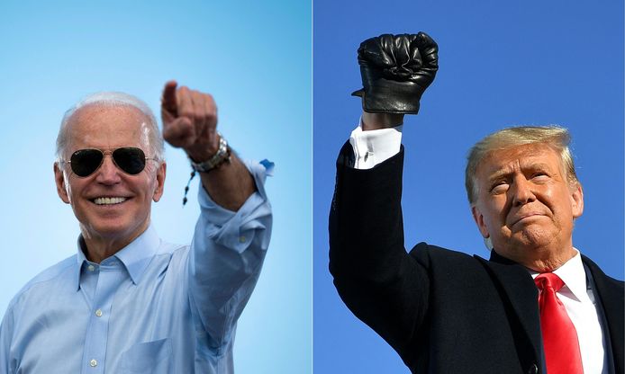De Amerikaanse president Joe Biden en zijn voorganger Donald Trump.