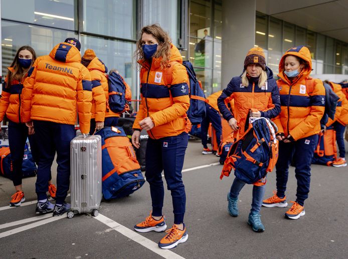 Ireen Wüst op Schiphol.