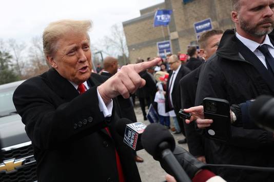 Donald Trump at a polling station in New Hampshire.