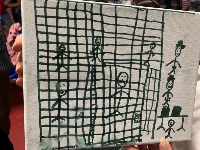 Een tekening van kinderen na hun vrijlating uit een detentiecentrum in de VS.