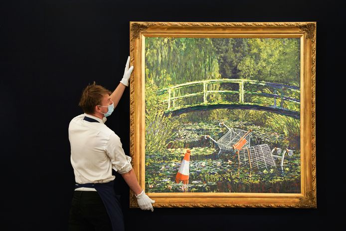 Als een van de waardes van kunst noemt Weggeman economische waarde. Het doek Show me the Monet van Banksy werd in oktober 2020 geveild voor 8,5 miljoen euro.
