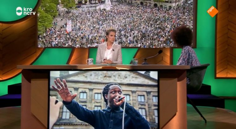 Sylvana Simons (rechts) bij M. Beeld KRO / NCRV