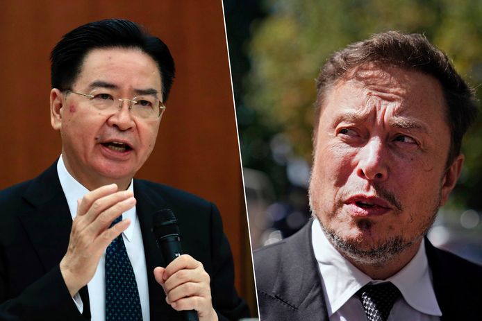 Minister van Buitenlandse Zaken Joseph Wu van Taiwan (links) en Elon Musk.