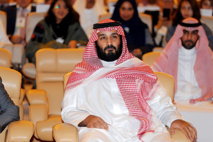 Kroonprins Mohammed bin Salman, tijdens de conferentie in Riyad.