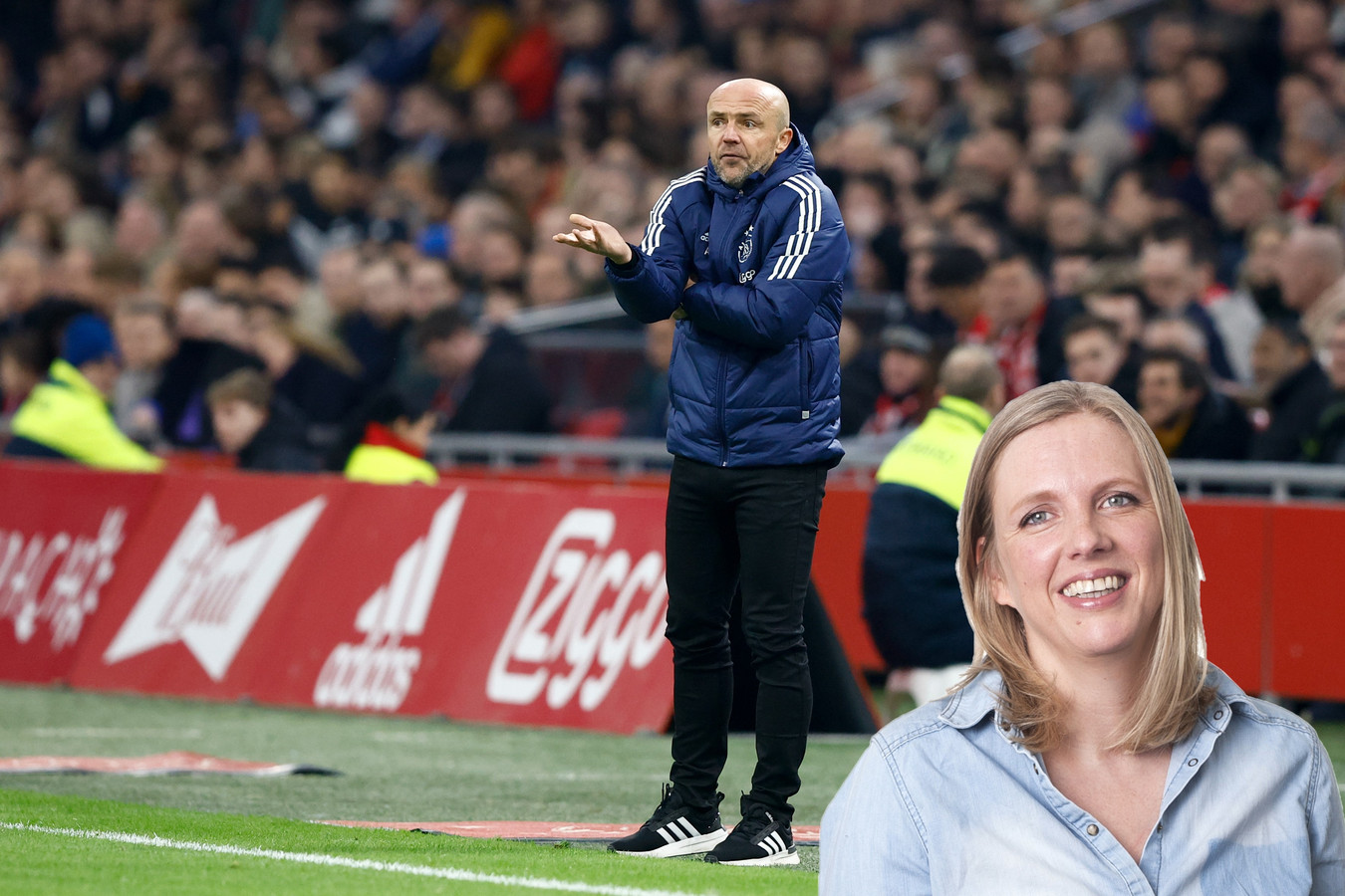 Ajax-trainer Alfred Schreuder ziet dat het niet goed gaat.