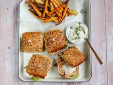 Wat Eten We Vandaag: Kabeljauwburger met dillesaus en groentefriet
