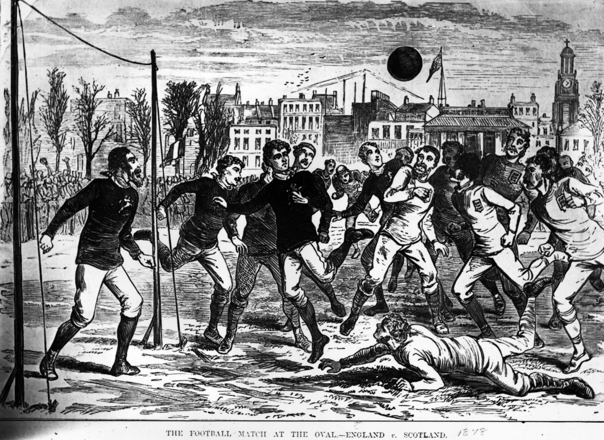 Engeland-Schotland in 1878. Beeld Getty Images