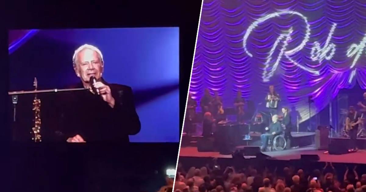 Rob de Nijs in sedia a rotelle sul palco durante una festa d’addio all’Amsterdam Ziggo Dome: “È bello essere qui” |  spettacolo