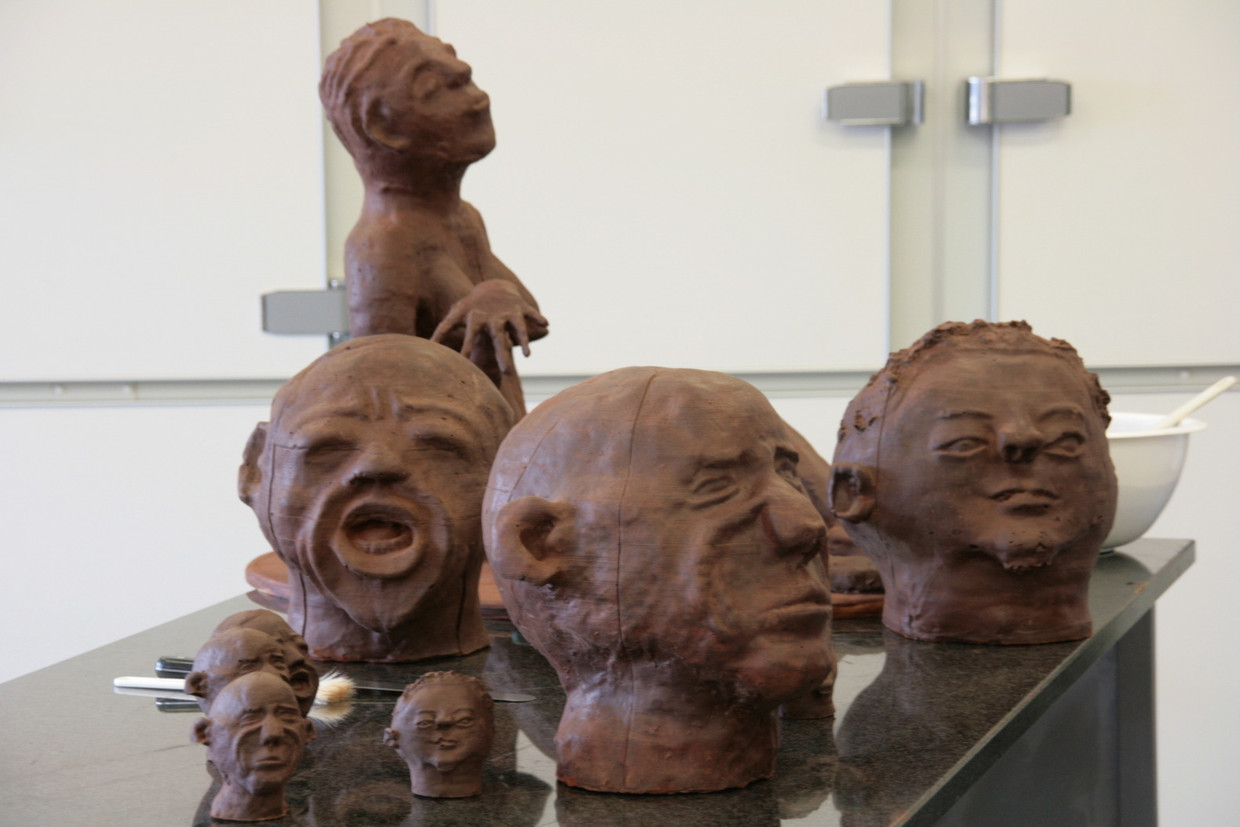 De tentoongestelde beelden. Beeld Jan Willem Jansen   