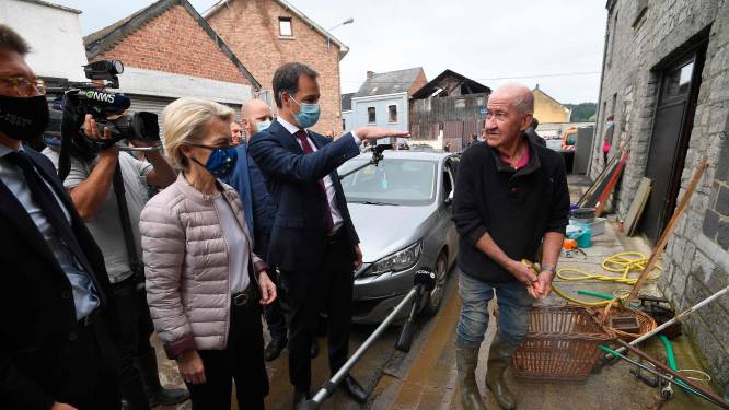 Alexander De Croo et la présidente de la Commission en visite dans les communes sinistrées