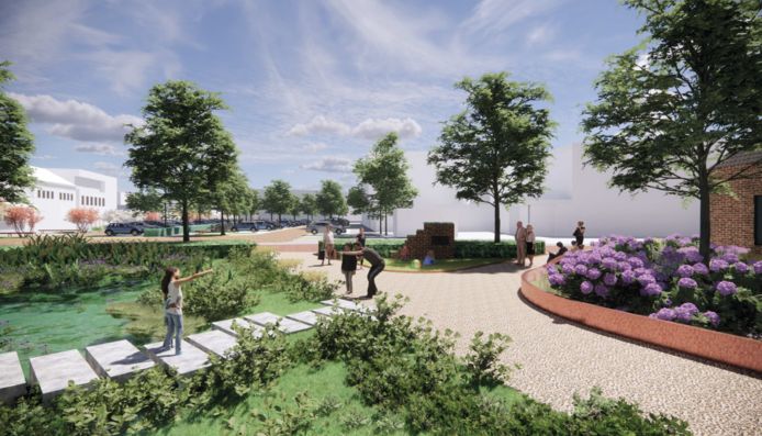 De omgeving van de Lambertusbasiliek moet de sfeer van een park krijgen.