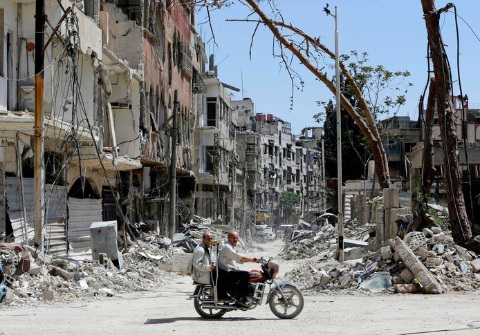 Douma, Syrië in puin.