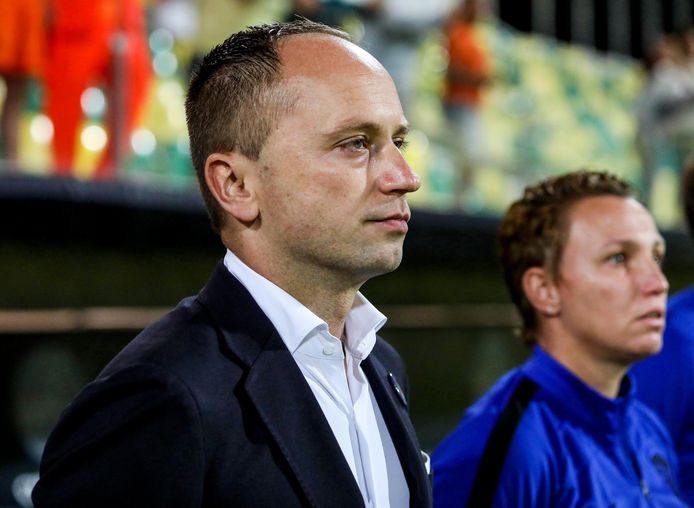 Mark Parsons tijdens de met ruime cijfers gewonnen interland tegen Cyprus.