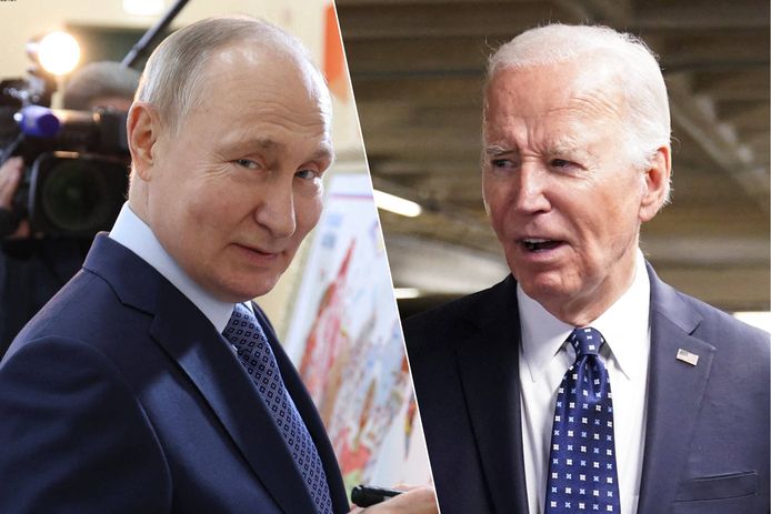 De Russische president Vladimir Poetin en de Amerikaanse president Joe Biden.