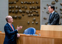 Fractieleider Gert-Jan Segers (ChristenUnie) en premier Mark Rutte tijdens een debat in de Kamer.