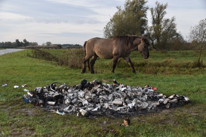 In natuurgebied het Munnikenland werd zondag illegaal afval gedumpt en in brand gestoken.
