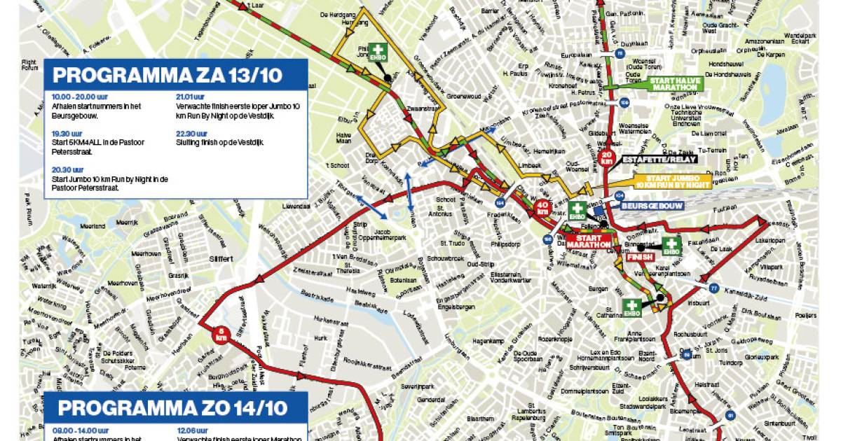 Marathon Eindhoven programma, route en wegafsluitingen Sport regio