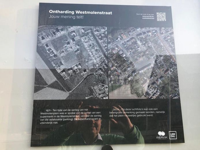 een groot infobord met een QR-code naar een afzonderlijke webpagina zal de buurt tijdens het ganse traject informeren.