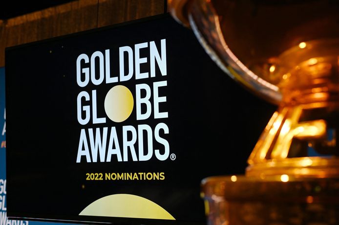 (FILES) In this file photo taken on December 13, 2021 the stage is set for the nominations announcement for the 79th Golden Globe Awards at the Beverly Hilton Hotel in Beverly Hills, California. - No stars, no red carpet, no televised broadcast: this year's Golden Globe winners will be announced at a drastically scaled-down ceremony on January 9, 2022. But do the awards even matter anymore? (Photo by Robyn Beck / AFP)