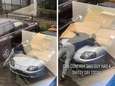 Il tente de sauver sa voiture de la grêle... en se couchant dessus avec des cartons