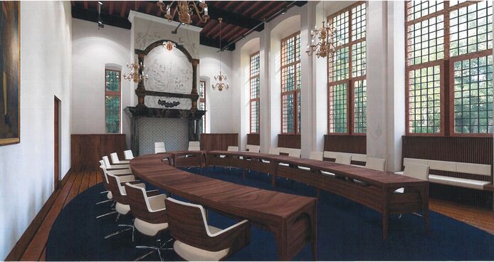 De nieuwe opzet van de raadszaal in Doesburg.