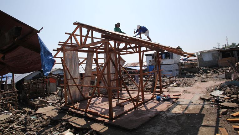 Huis in aanbouw in Tacloban. Beeld ANP