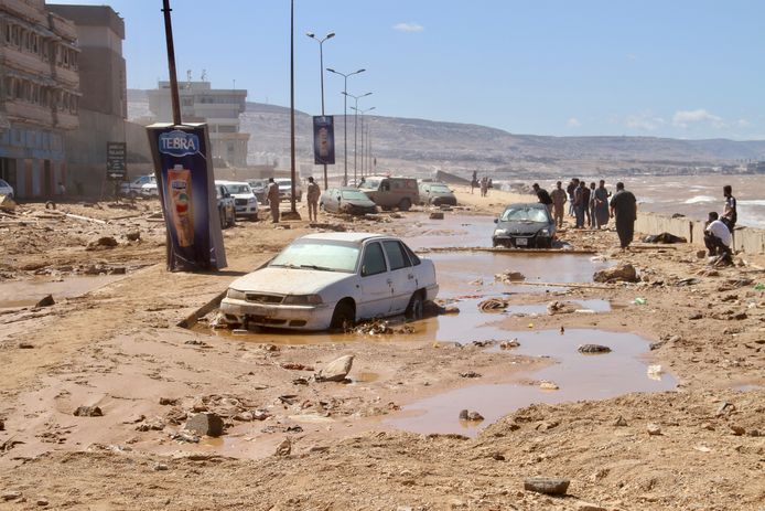 Schade in kuststad Derna.