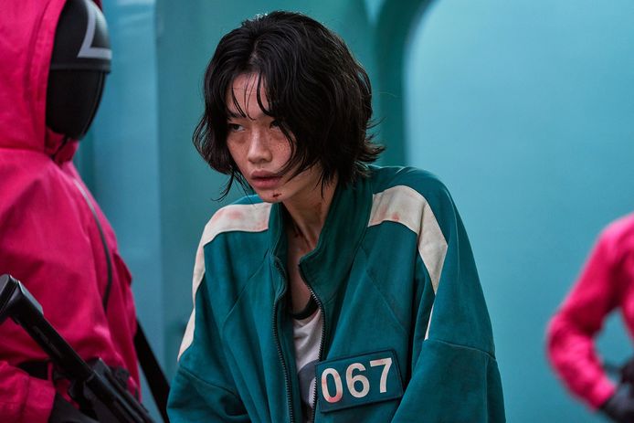 Speler 067 (Jung Ho-yeon) uit de razend populaire Netflixserie 'Squid Game'.