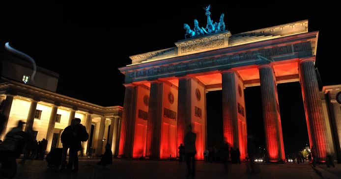 De Brandenburger Tor in Berlijn op archiefbeeld.