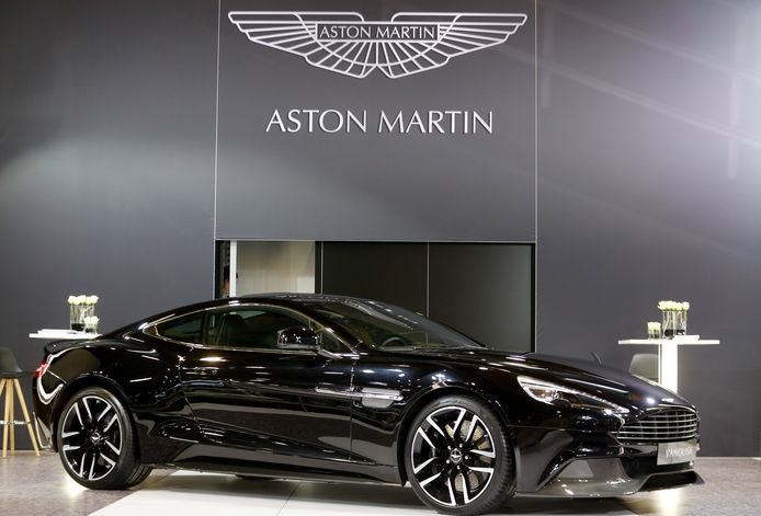 Een Aston Martin op het autosalon in Brussel.