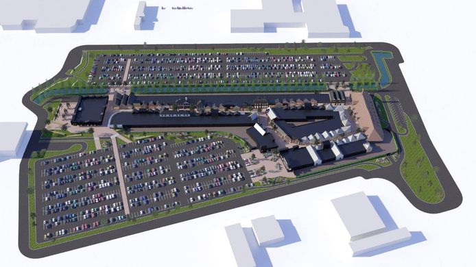 De toekomstige outlet in Zevenaar krijgt een aangrenzend parkeerterrein met ongeveer 2.300 plekken.