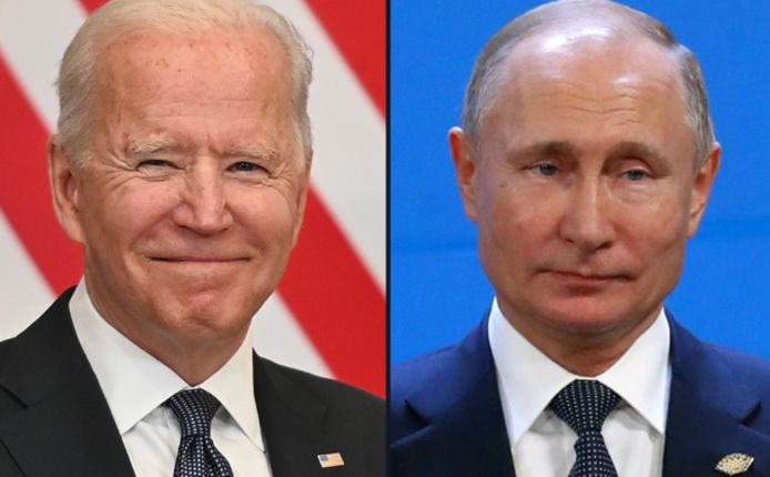 De Amerikaanse president Joe Biden en de Russische president Vladimir Poetin.