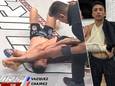 Links: Gianni Vazquez knock-out tegen het canvas, rechts: de Mexicaan met zware armblessure.