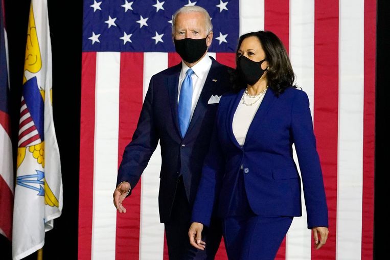 Joe Biden en running mate Kamala Harris. Beeld AP