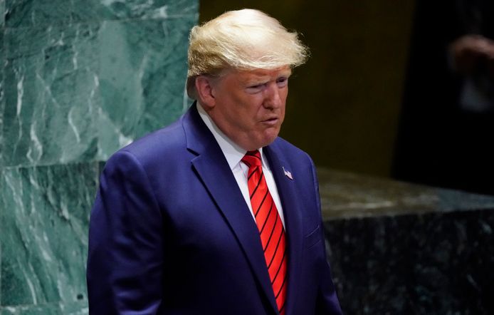 Donald Trump sreekt de Algemene Vergadering van de Verenigde Naties toe.